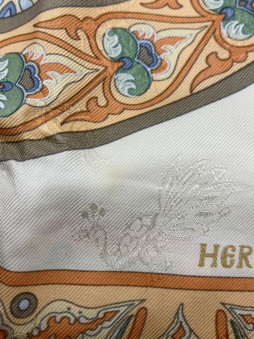 HERMES（エルメス）HERMES (エルメス) シルクスカーフ グリーン×オレンジの古着・服飾アイテム