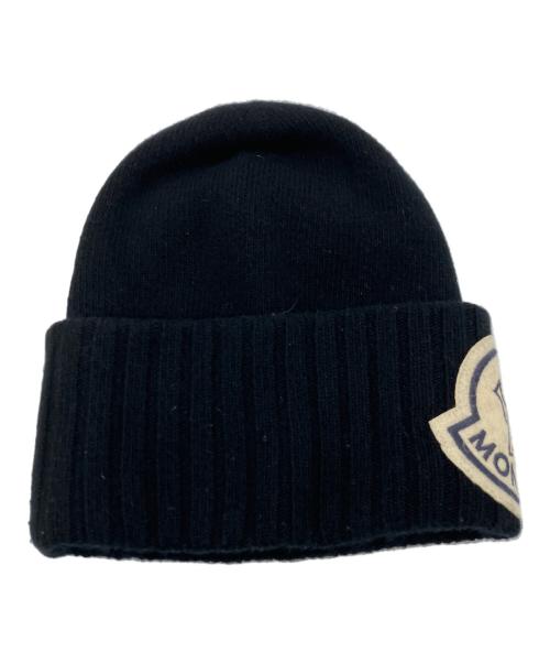MONCLER（モンクレール）MONCLER (モンクレール) ロゴニット帽 ブラックの古着・服飾アイテム
