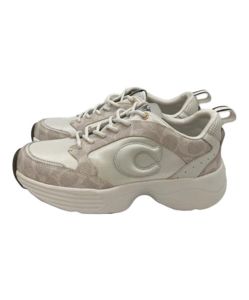 COACH（コーチ）COACH (コーチ) ローカットスニーカー ホワイト×ベージュ サイズ:24の古着・服飾アイテム