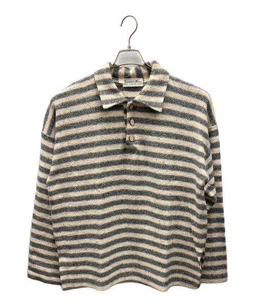 YAMAMOTOYOHJI（ヤマモトヨウジ）YAMAMOTOYOHJI (ヤマモトヨウジ) ニットポロシャツ ベージュ×グレー サイズ:不明の古着・服飾アイテム