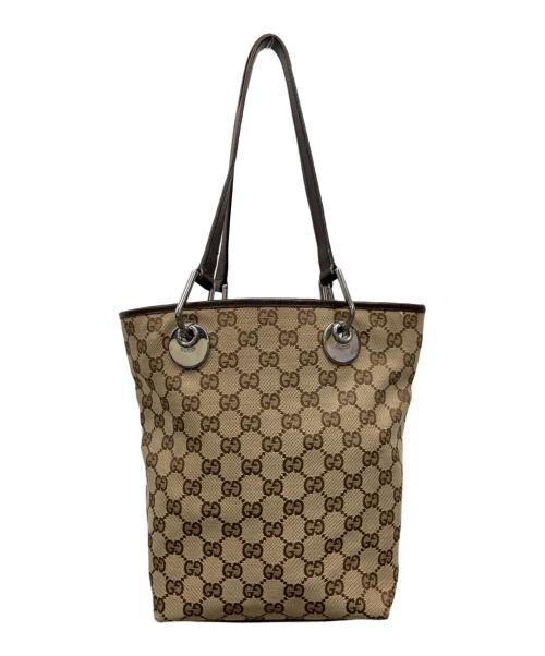 GUCCI（グッチ）GUCCI (グッチ) ハンドバッグ ベージュ×ブラウンの古着・服飾アイテム