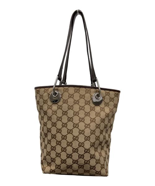 GUCCI（グッチ）GUCCI (グッチ) ハンドバッグ ベージュ×ブラウンの古着・服飾アイテム