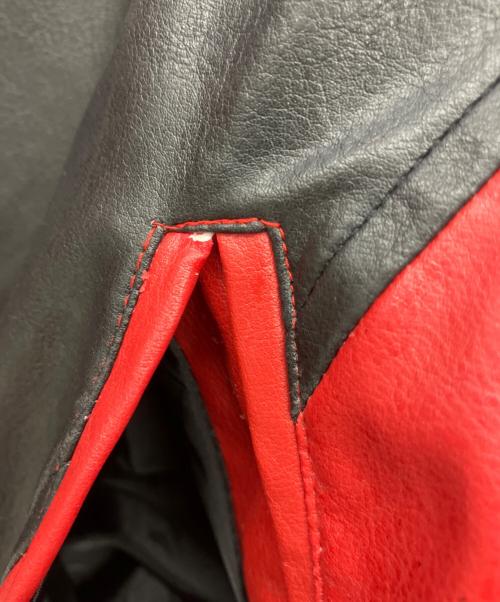 STEVE&BARRYS（Steve＆Barrys）Steve＆Barrys (Steve＆Barrys) フェイクレザージャケット ブラック×レッド サイズ:Lの古着・服飾アイテム