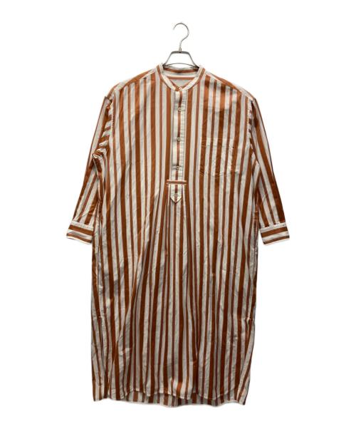 ticca（ティッカ）TICCA (ティッカ) 長袖ワンピース オレンジ×ホワイト サイズ:Freeの古着・服飾アイテム