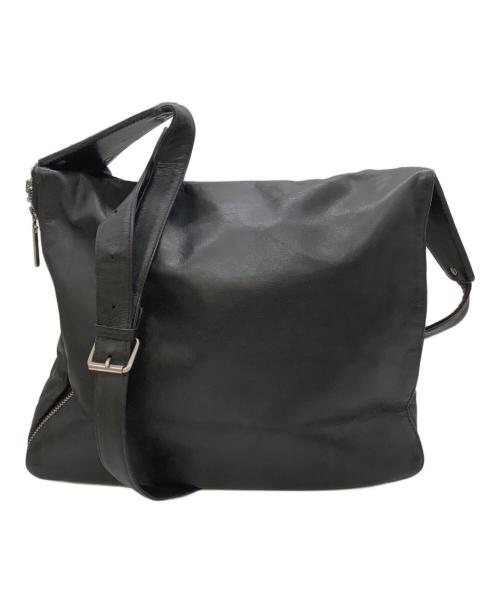 YOHJI YAMAMOTO（ヨウジヤマモト）YOHJI YAMAMOTO (ヨウジヤマモト) レザーショルダーバッグ ブラックの古着・服飾アイテム