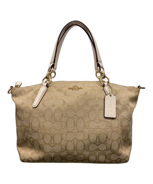COACH（コーチ）COACH (コーチ) 2WAYバッグ ホワイト×ベージュの古着・服飾アイテム