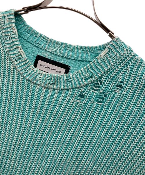 MAISON SPECIAL（メゾンスペシャル）MAISON SPECIAL (メゾンスペシャル) ダメージ加工ニット スカイブルーの古着・服飾アイテム