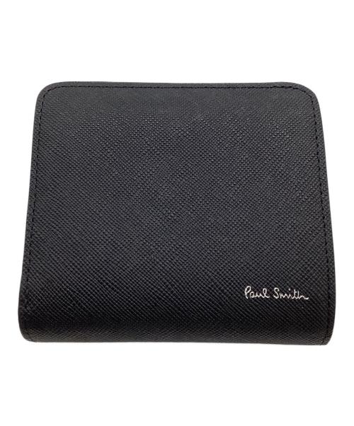 PAUL SMITH（ポールスミス）PAUL SMITH (ポールスミス) ブライトストライププラー 2つ折り財布 ブラック 未使用品の古着・服飾アイテム