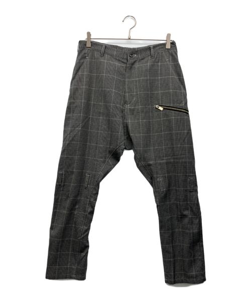 sulvam（サルバム）sulvam (サルバム) グレンチェック裾ジップボンテージスラックスパンツ グレー サイズ:Mの古着・服飾アイテム