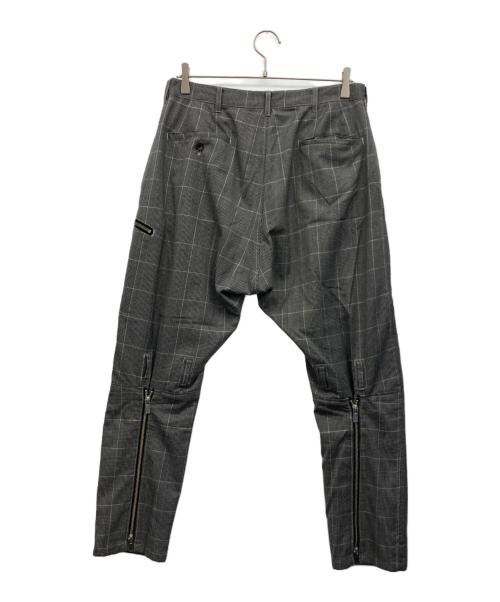 sulvam（サルバム）sulvam (サルバム) グレンチェック裾ジップボンテージスラックスパンツ グレー サイズ:Mの古着・服飾アイテム
