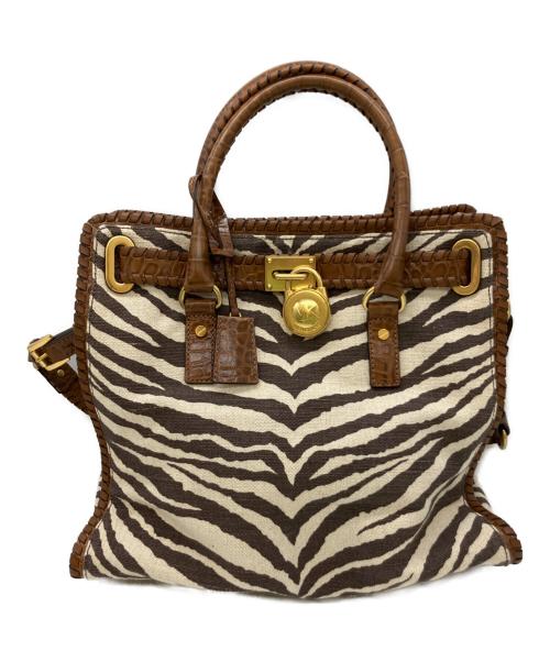 MICHAEL KORS（マイケル・コース）MICHAEL KORS (マイケル・コース) トートバッグ アイボリー×ブラウンの古着・服飾アイテム