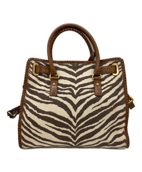 MICHAEL KORS（マイケル・コース）MICHAEL KORS (マイケル・コース) トートバッグ アイボリー×ブラウンの古着・服飾アイテム