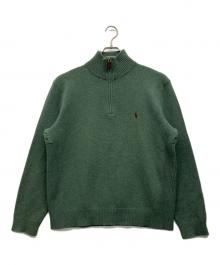POLO RALPH LAUREN（ポロ・ラルフローレン）の古着「ハーフジップニット」｜グリーン