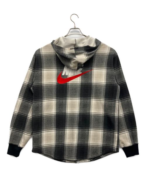 NIKE（ナイキ）NIKE (ナイキ) Supreme (シュプリーム) Plaid Hooded Sweatshirt ブラック×ホワイト サイズ:Mの古着・服飾アイテム