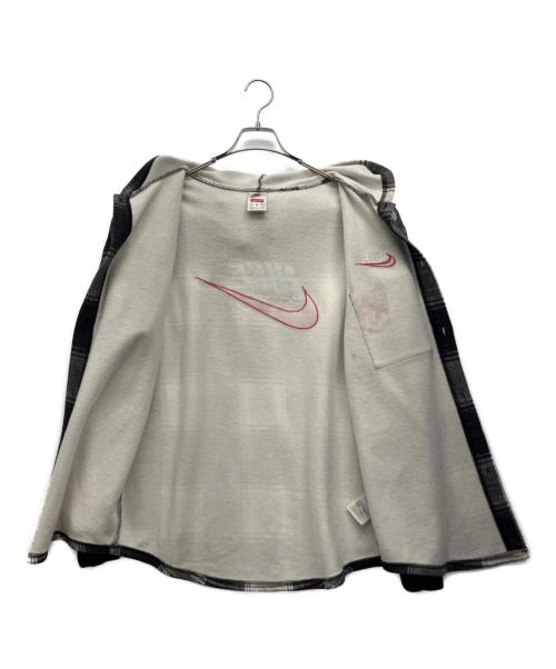 NIKE（ナイキ）NIKE (ナイキ) Supreme (シュプリーム) Plaid Hooded Sweatshirt ブラック×ホワイト サイズ:Mの古着・服飾アイテム