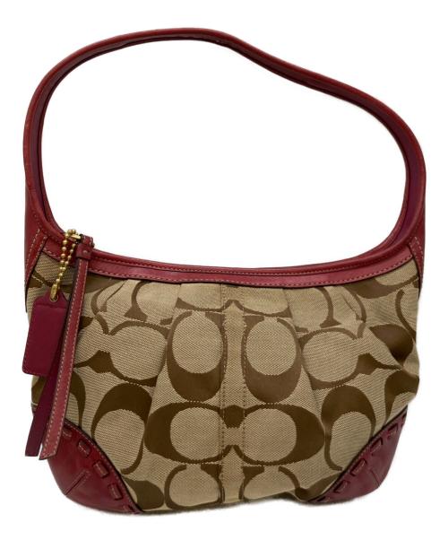 COACH（コーチ）COACH (コーチ) ワンショルダーバッグ ベージュ×レッドの古着・服飾アイテム