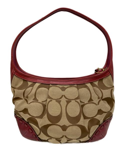 COACH（コーチ）COACH (コーチ) ワンショルダーバッグ ベージュ×レッドの古着・服飾アイテム