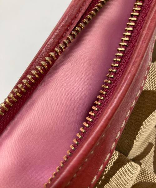 COACH（コーチ）COACH (コーチ) ワンショルダーバッグ ベージュ×レッドの古着・服飾アイテム