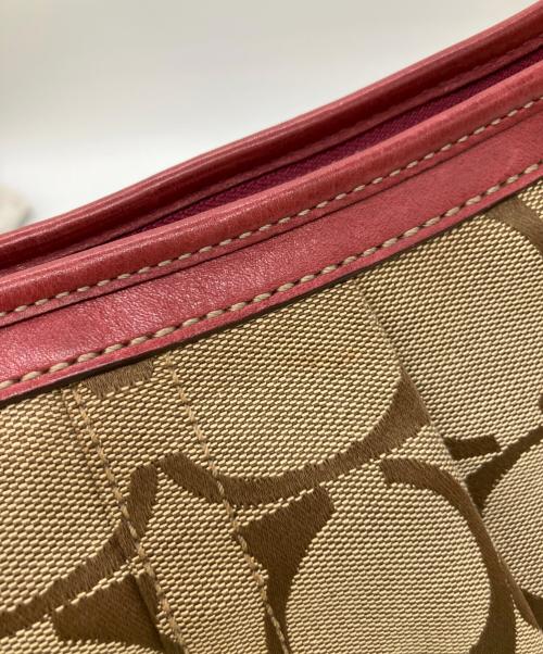 COACH（コーチ）COACH (コーチ) ワンショルダーバッグ ベージュ×レッドの古着・服飾アイテム