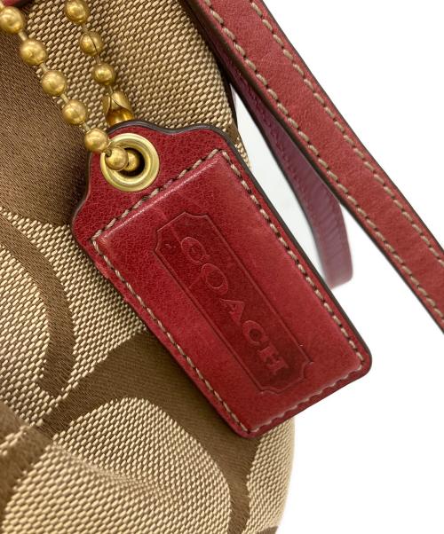 COACH（コーチ）COACH (コーチ) ワンショルダーバッグ ベージュ×レッドの古着・服飾アイテム