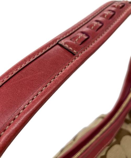 COACH（コーチ）COACH (コーチ) ワンショルダーバッグ ベージュ×レッドの古着・服飾アイテム