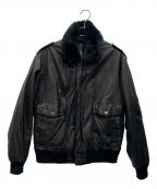 GENUINE LEATHERジェニュインレザー）の古着「レザージャケット」｜ブラック