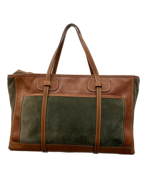 LOEWE（ロエベ）LOEWE (ロエベ) トートバッグ グリーン×ブラウンの古着・服飾アイテム