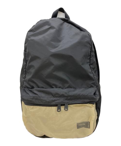 BEAMS（ビームス）BEAMS (ビームス) PORTER (ポーター) リュック ブラック×ベージュの古着・服飾アイテム