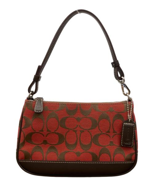 COACH（コーチ）COACH (コーチ) ハンドバッグ レッド×ブラウンの古着・服飾アイテム