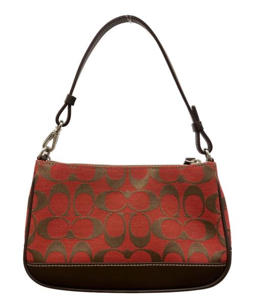 COACH（コーチ）COACH (コーチ) ハンドバッグ レッド×ブラウンの古着・服飾アイテム