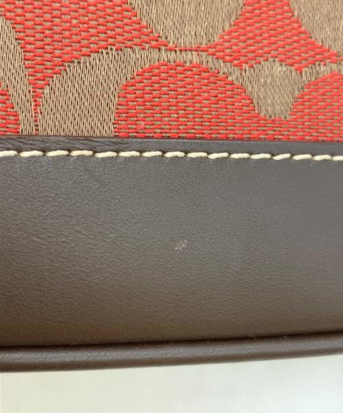 COACH（コーチ）COACH (コーチ) ハンドバッグ レッド×ブラウンの古着・服飾アイテム