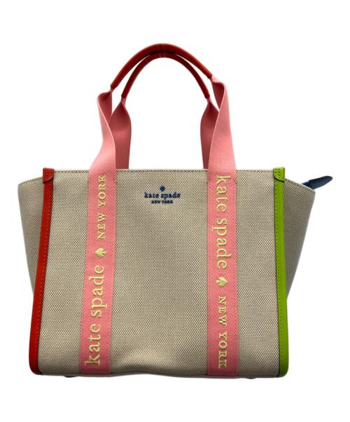 Kate Spade（ケイトスペード）Kate Spade (ケイトスペード) 2WAYバッグ ベージュ×マルチカラーの古着・服飾アイテム