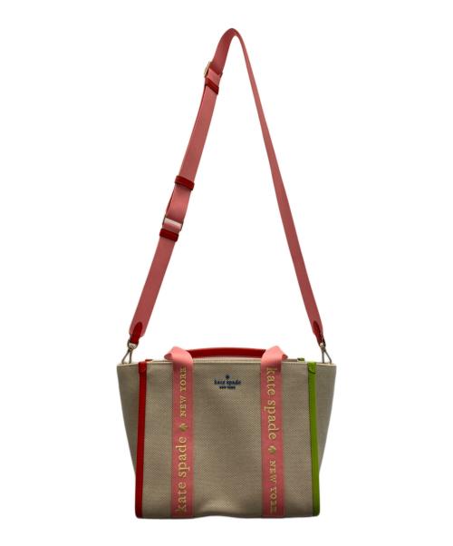 Kate Spade（ケイトスペード）Kate Spade (ケイトスペード) 2WAYバッグ ベージュ×マルチカラーの古着・服飾アイテム
