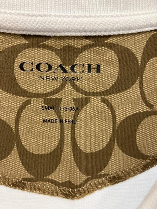 COACH（コーチ）COACH (コーチ) ポロシャツ ホワイト×ネイビー サイズ:Sの古着・服飾アイテム