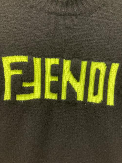 FENDI（フェンディ）FENDI (フェンディ) ロゴカシミヤニット ブラック サイズ:46の古着・服飾アイテム