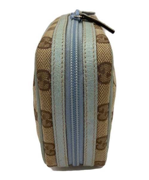 GUCCI（グッチ）GUCCI (グッチ) コスメポーチ ベージュ×ブルーの古着・服飾アイテム