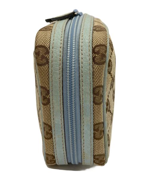 GUCCI（グッチ）GUCCI (グッチ) コスメポーチ ベージュ×ブルーの古着・服飾アイテム