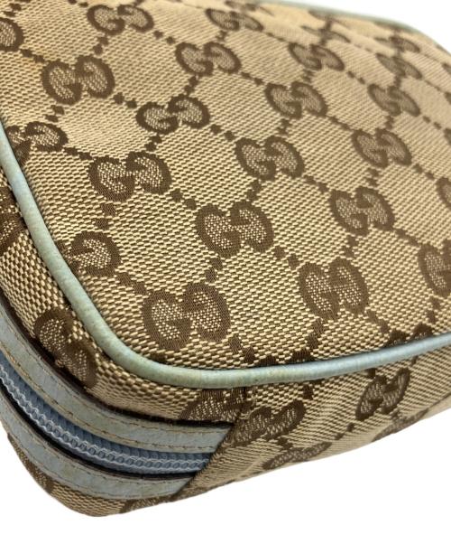 GUCCI（グッチ）GUCCI (グッチ) コスメポーチ ベージュ×ブルーの古着・服飾アイテム