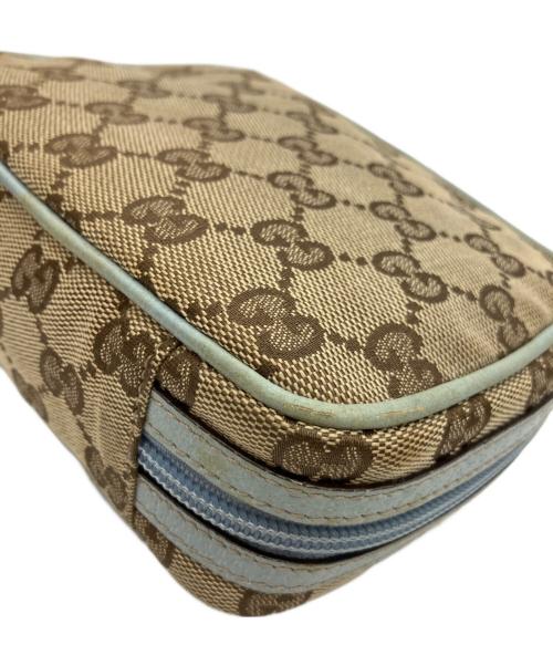 GUCCI（グッチ）GUCCI (グッチ) コスメポーチ ベージュ×ブルーの古着・服飾アイテム