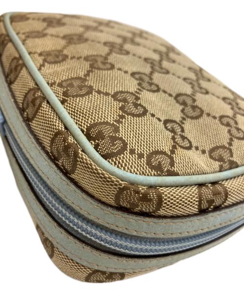 GUCCI（グッチ）GUCCI (グッチ) コスメポーチ ベージュ×ブルーの古着・服飾アイテム