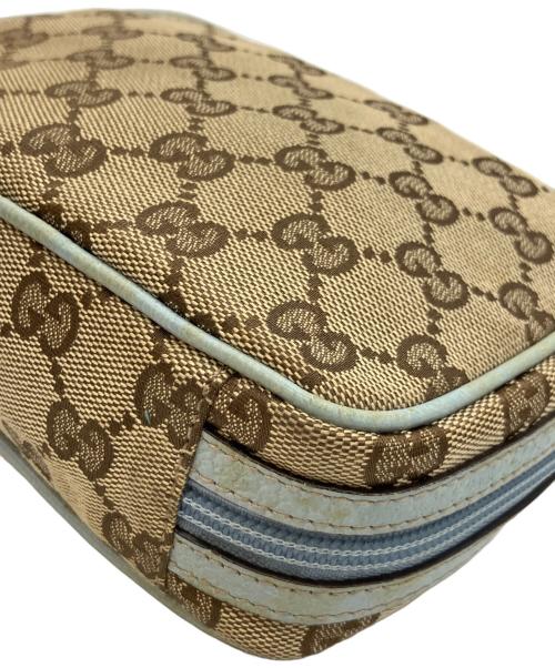 GUCCI（グッチ）GUCCI (グッチ) コスメポーチ ベージュ×ブルーの古着・服飾アイテム