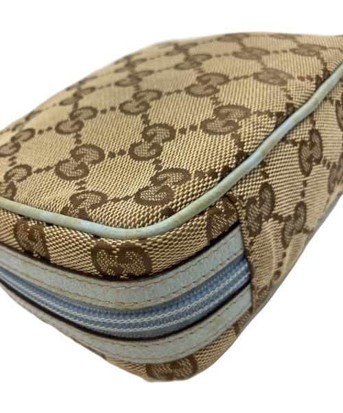 GUCCI（グッチ）GUCCI (グッチ) コスメポーチ ベージュ×ブルーの古着・服飾アイテム