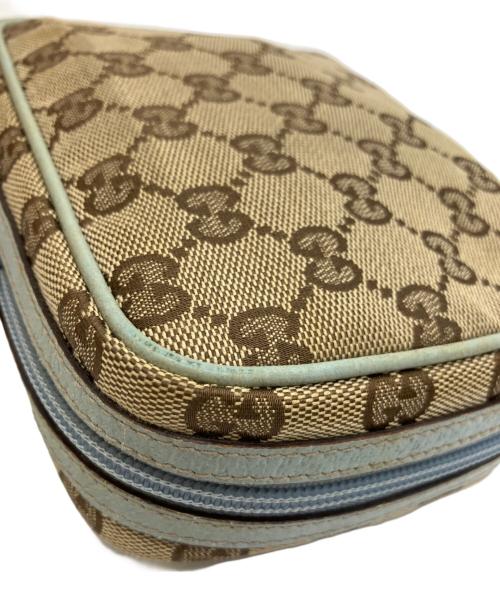GUCCI（グッチ）GUCCI (グッチ) コスメポーチ ベージュ×ブルーの古着・服飾アイテム