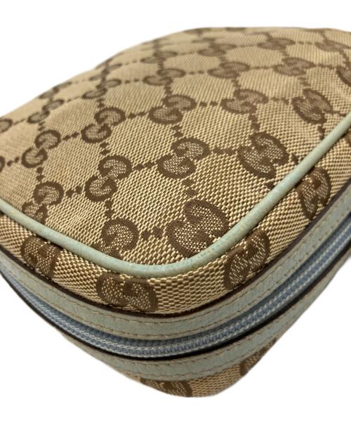 GUCCI（グッチ）GUCCI (グッチ) コスメポーチ ベージュ×ブルーの古着・服飾アイテム