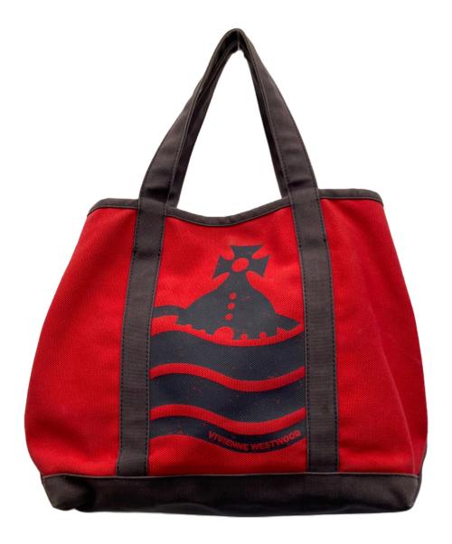 Vivienne Westwood（ヴィヴィアンウエストウッド）Vivienne Westwood (ヴィヴィアンウエストウッド) トートバッグ レッド×ネイビーの古着・服飾アイテム