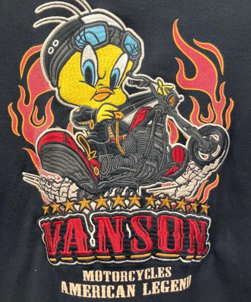 VANSON（バンソン）VANSON (バンソン) LOONEY TUNES (ルーニーチューンズ) スタジャン ブラック×ホワイト サイズ:Lの古着・服飾アイテム