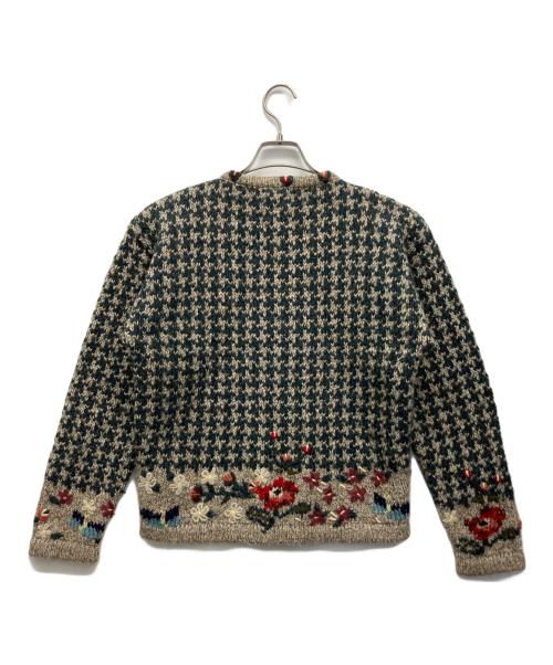 L.L.Bean（エルエルビーン）L.L.Bean (エルエルビーン) ニットカーディガン ベージュ×グリーン サイズ:Sの古着・服飾アイテム