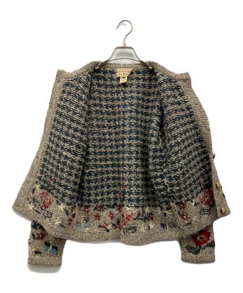 L.L.Bean（エルエルビーン）L.L.Bean (エルエルビーン) ニットカーディガン ベージュ×グリーン サイズ:Sの古着・服飾アイテム