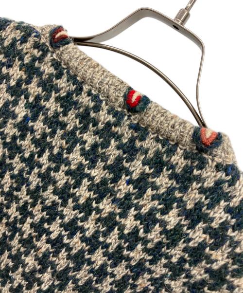 L.L.Bean（エルエルビーン）L.L.Bean (エルエルビーン) ニットカーディガン ベージュ×グリーン サイズ:Sの古着・服飾アイテム