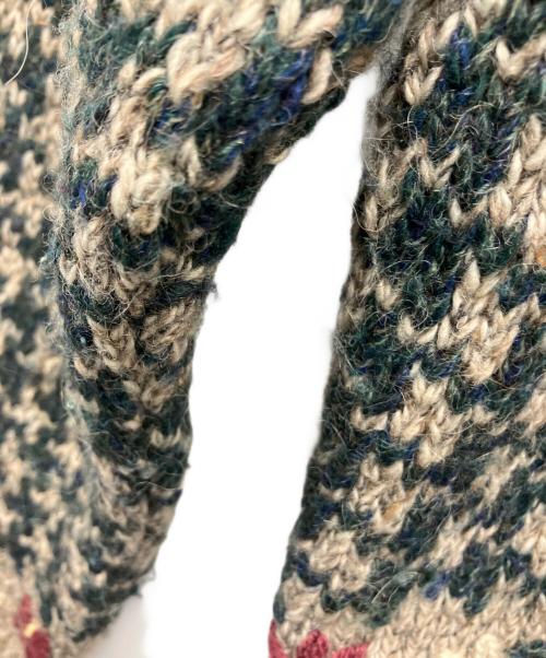 L.L.Bean（エルエルビーン）L.L.Bean (エルエルビーン) ニットカーディガン ベージュ×グリーン サイズ:Sの古着・服飾アイテム